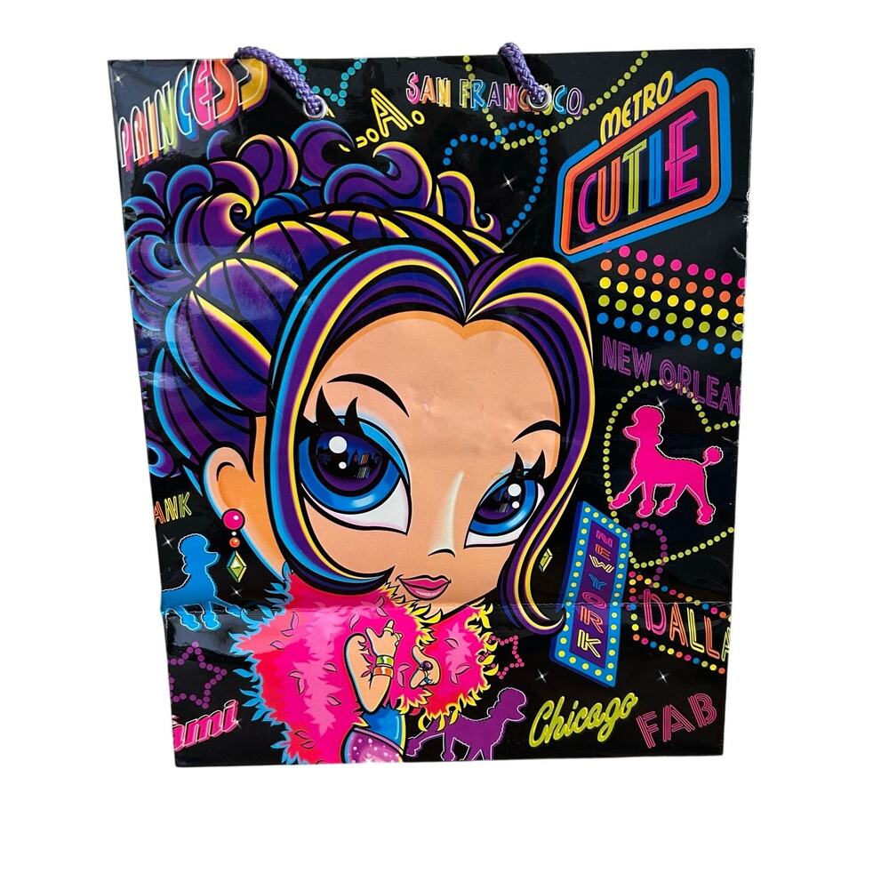 Lisa Frank Vintage Y2K Gift Bag Glamour Girl with Tags 2000s Crafting Present